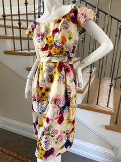 Mollie Parnis for Saks Fifth Avenue 1960's Vintage Floral Silk Dress