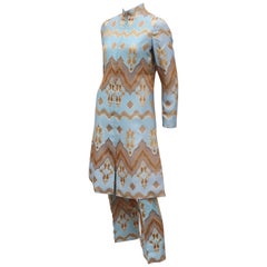 Mollie Parnis Nehru Inspired Pant Suit Ensemble, C.1970