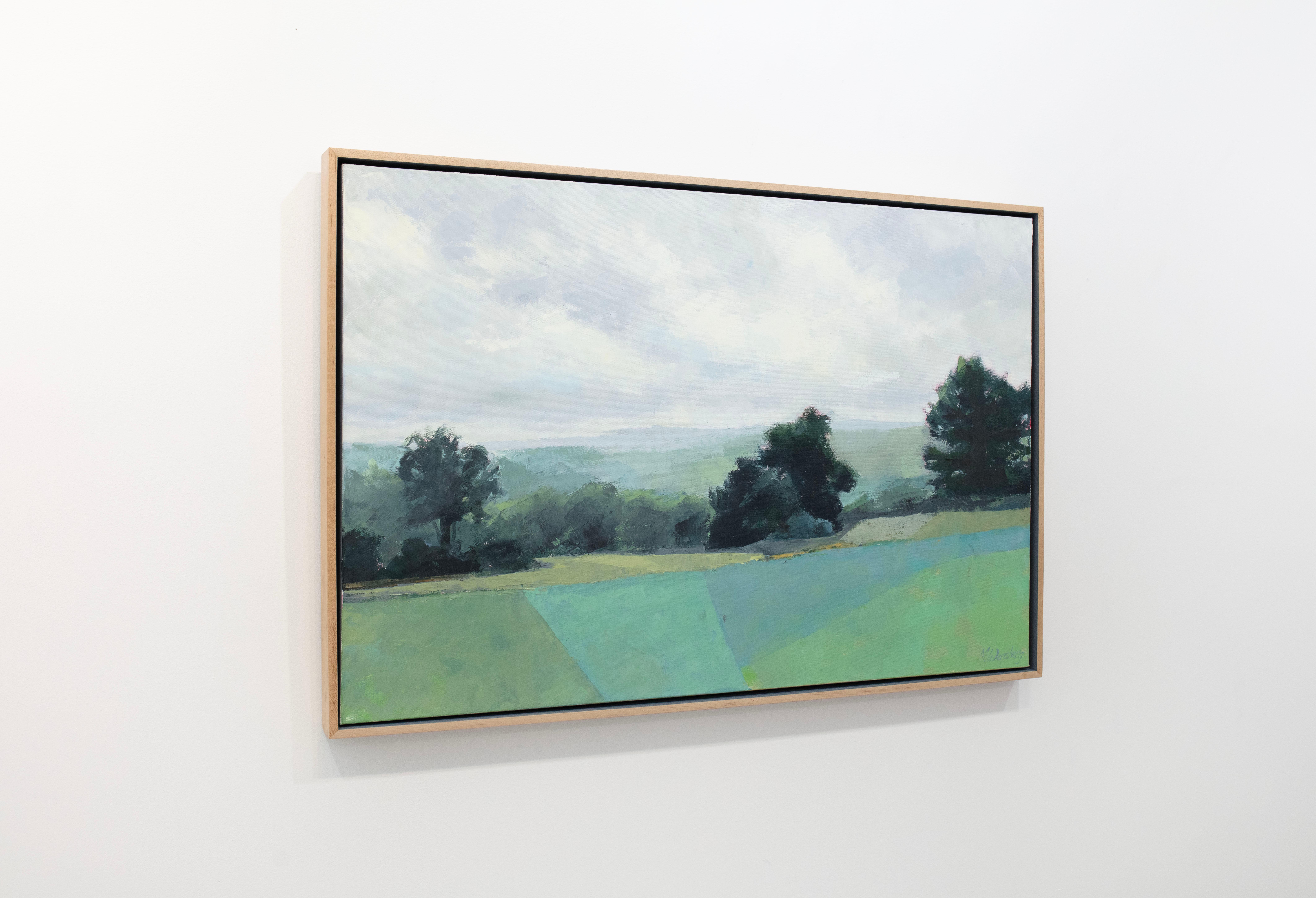 Abstraktes Landschaftsgemälde „Green Surrender“ – Painting von Molly Doe Wensberg