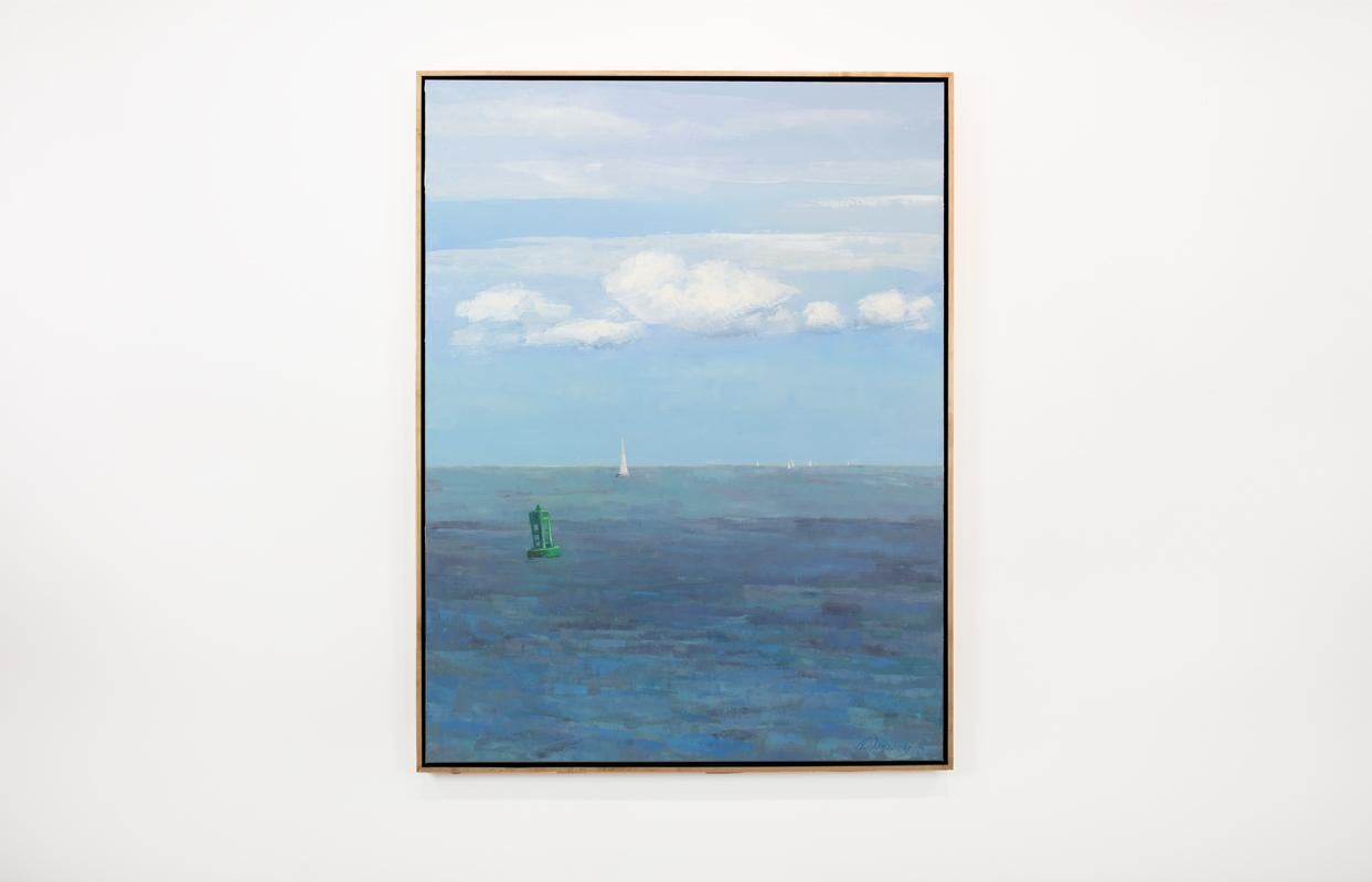 Molly Doe Wensberg Landscape Painting - "Sail Away" Coastal Seascape Painting