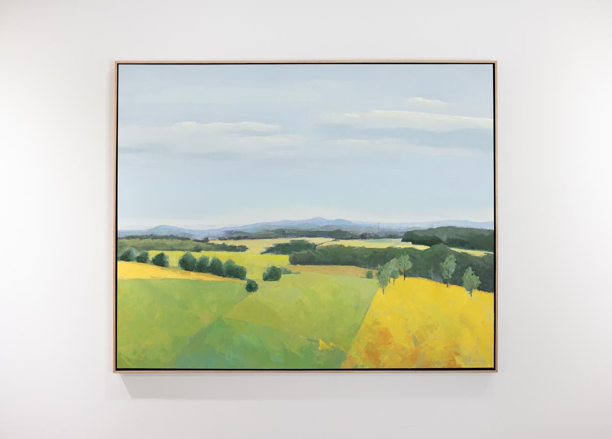 Molly Doe Wensberg Landscape Painting – „Sommerschimmer“ Landschaft, Ölgemälde