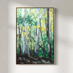 Peinture à l'huile de paysage "Walk in the Woods - Birch Blues"