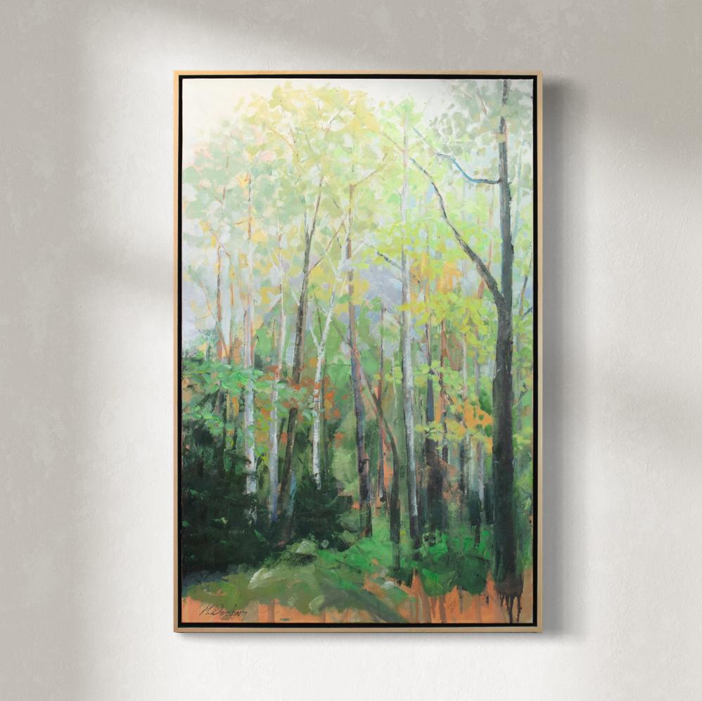 Molly Doe Wensberg Landscape Painting - "Walk in the Woods - Spring" Landscape Oil Painting