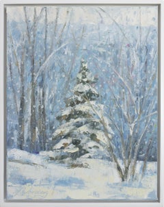 Peinture impressionniste de paysage d'hiver solo
