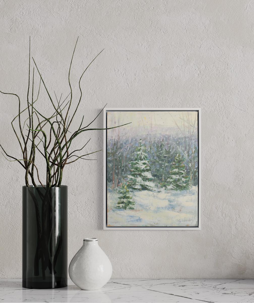 « Winter Trio », peinture impressionniste de paysage d'hiver - Painting de Molly Doe Wensberg