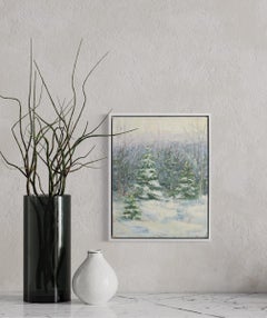 "Winter Trio" Impressionistic Winter Landscape Painting