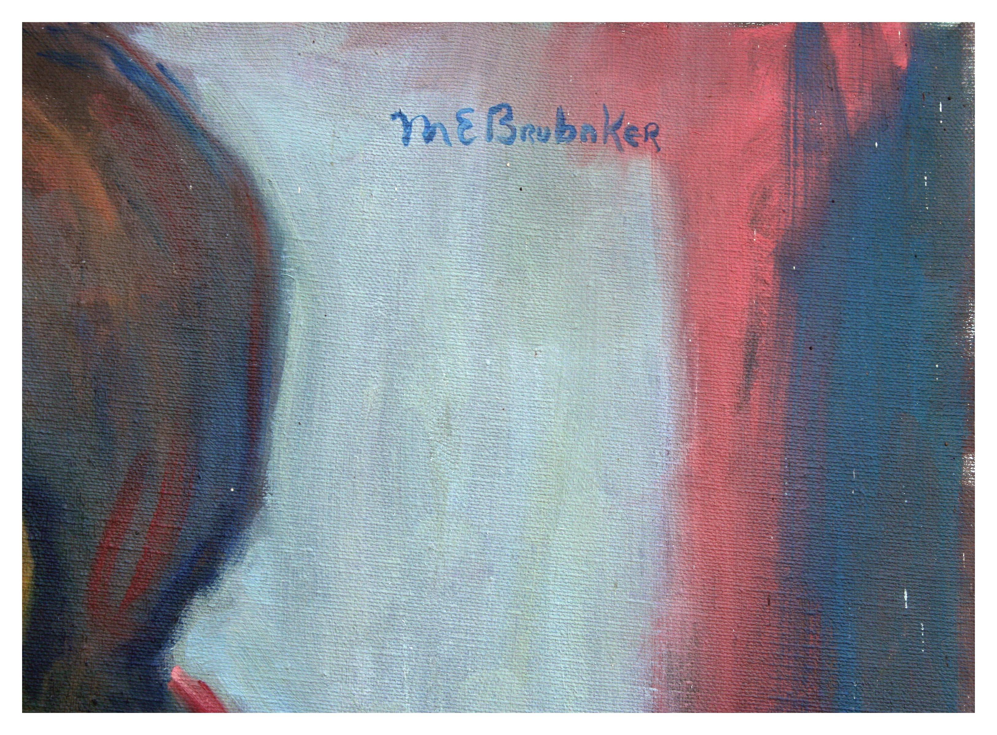 Un artista y sus herramientas - Retrato figurativo vintage - Portrait Painting Marrón de Molly E. Brubaker