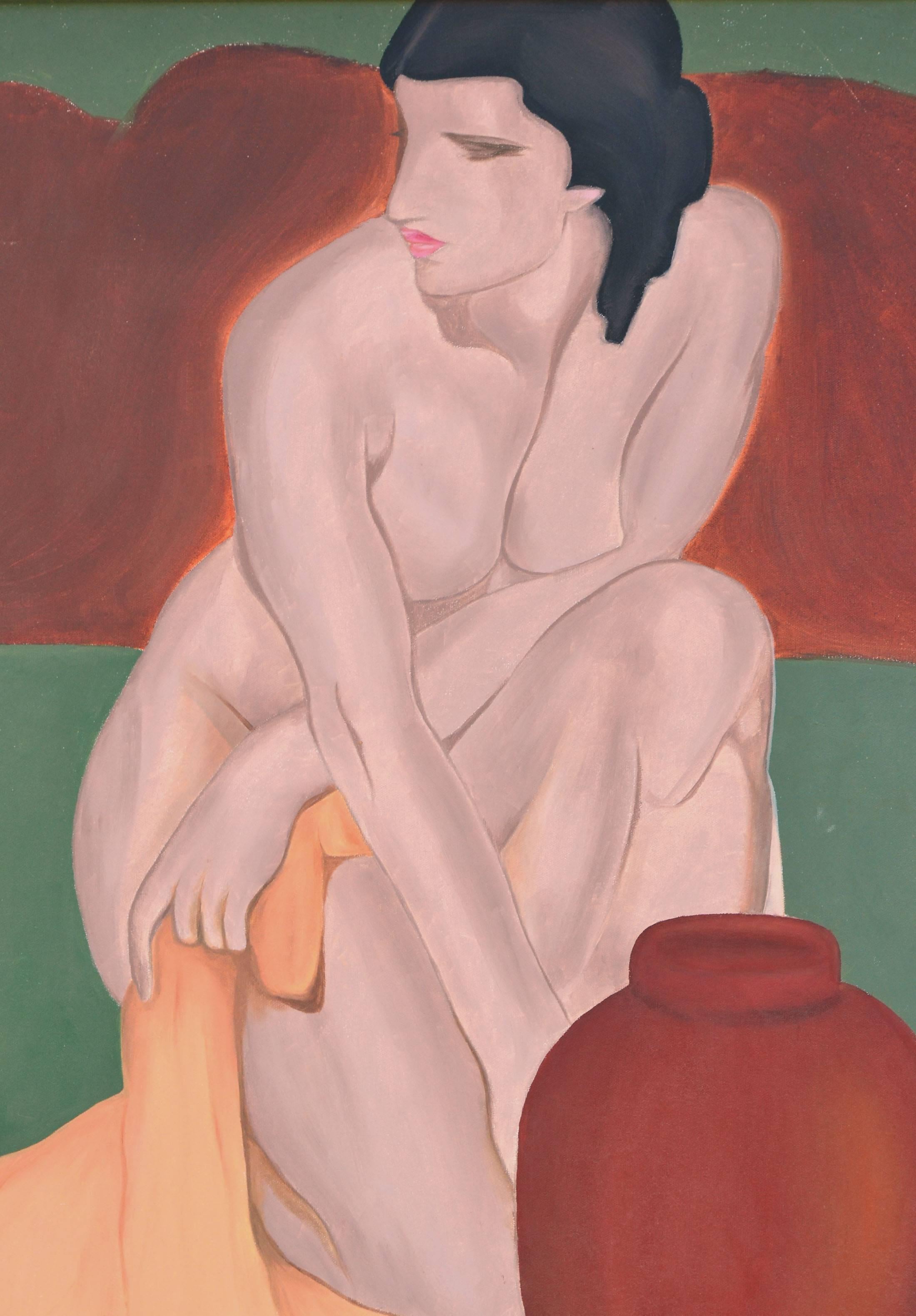 Desnudo femenino figurativo al óleo sobre lienzo - Painting moderno estadounidense de Molly E. Brubaker