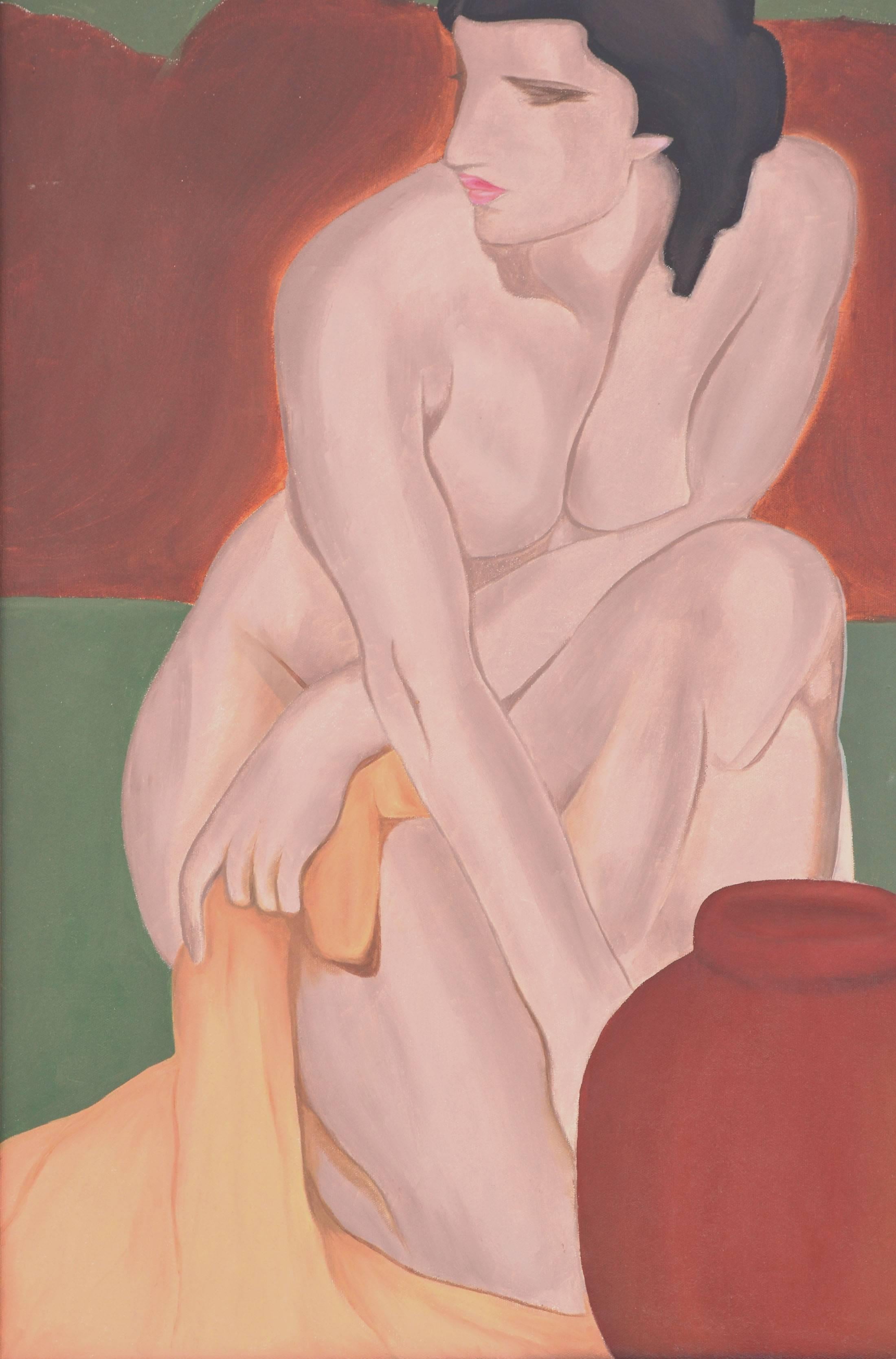 Desnudo femenino figurativo al óleo sobre lienzo - Figurative Painting Marrón de Molly E. Brubaker