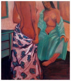 Modern Figurative Study, Two Models with Drapes