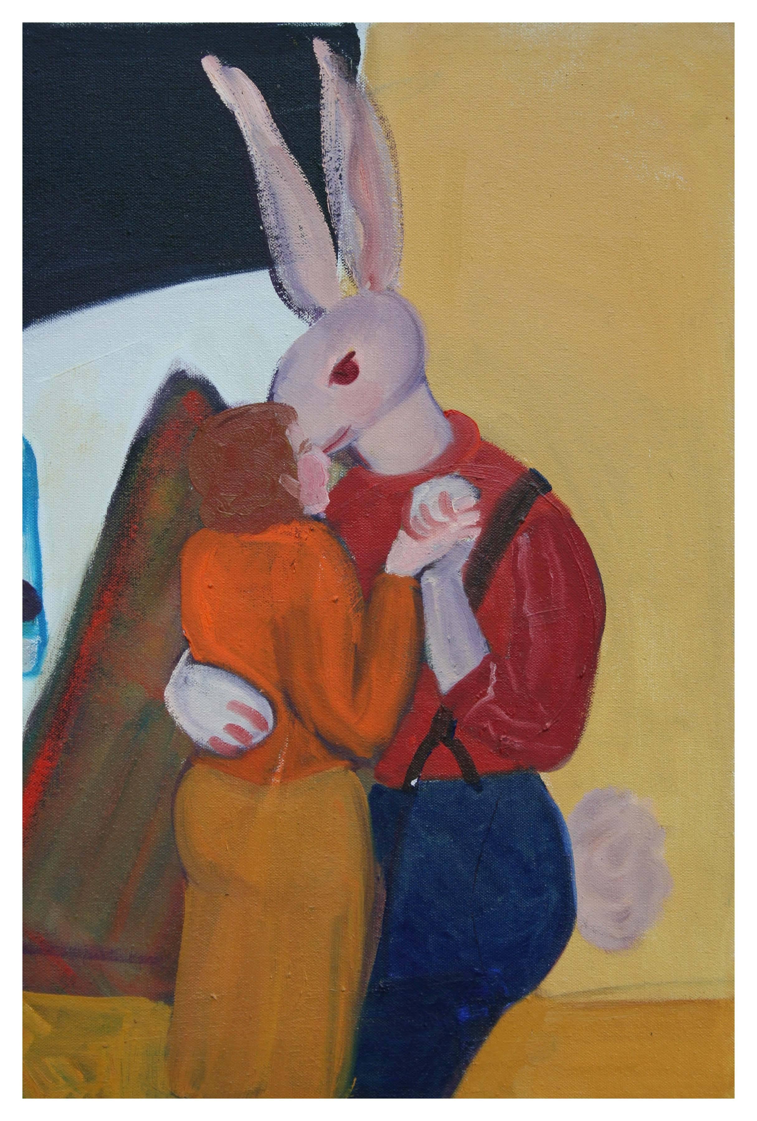 Figurativo surrealista d'epoca -- At the Hop - Painting di Molly E. Brubaker