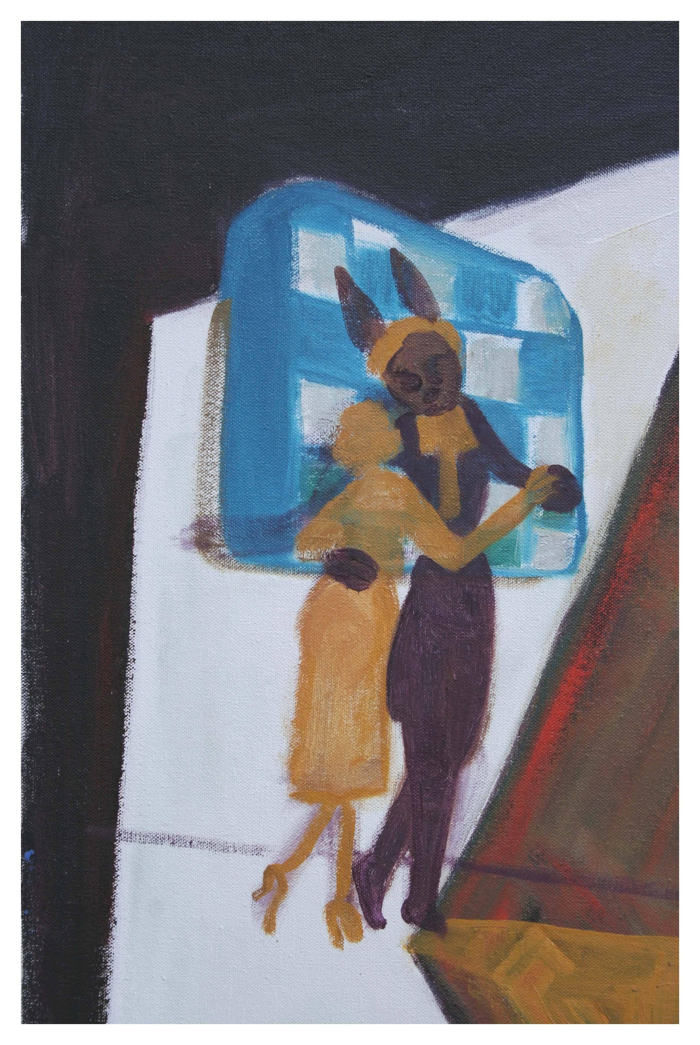 Figurativo surrealista d'epoca -- At the Hop - Painting Surrealismo di Molly E. Brubaker