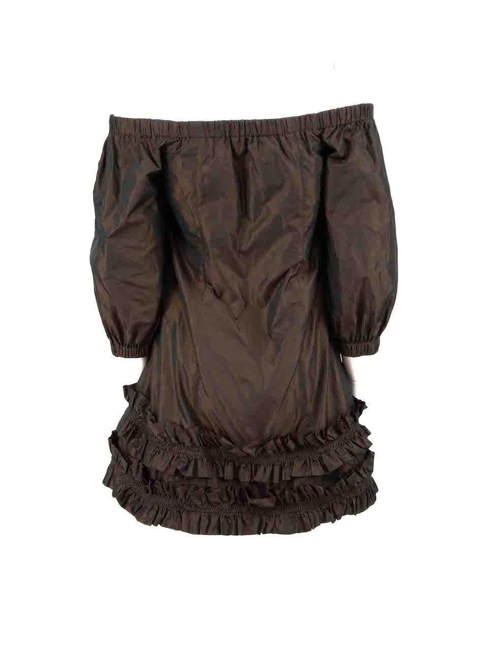 Noir Molly Goddard Brown Mini robe à épaules découvertes Taille XS en vente