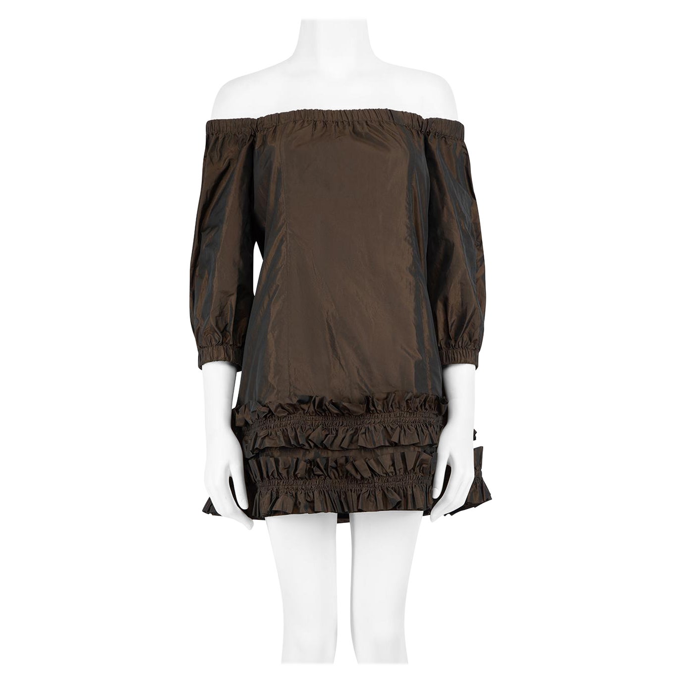 Molly Goddard Brown Mini robe à épaules découvertes Taille XS