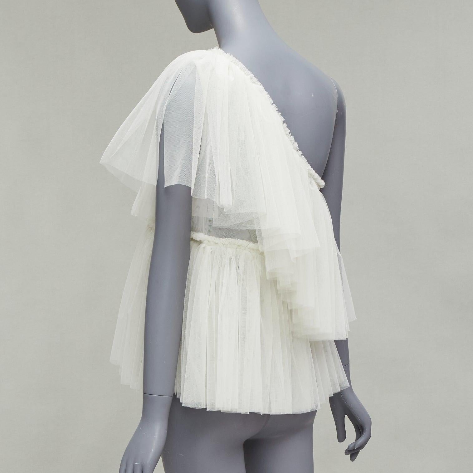 MOLLY GODDARD cream tulle tiered one shoulder sheer top UK6 XS
Reference: LNKO/A02263
Brand: Molly Goddard
Material: Nylon
Color: Cream
Pattern: Solid
Closure: Slip On
Lining: Cream Tulle
Made in: England

CONDITION:
Condition: Unworn in mint