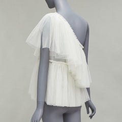 MOLLY GODDARD cream tulle tiered one shoulder sheer top UK6 XS