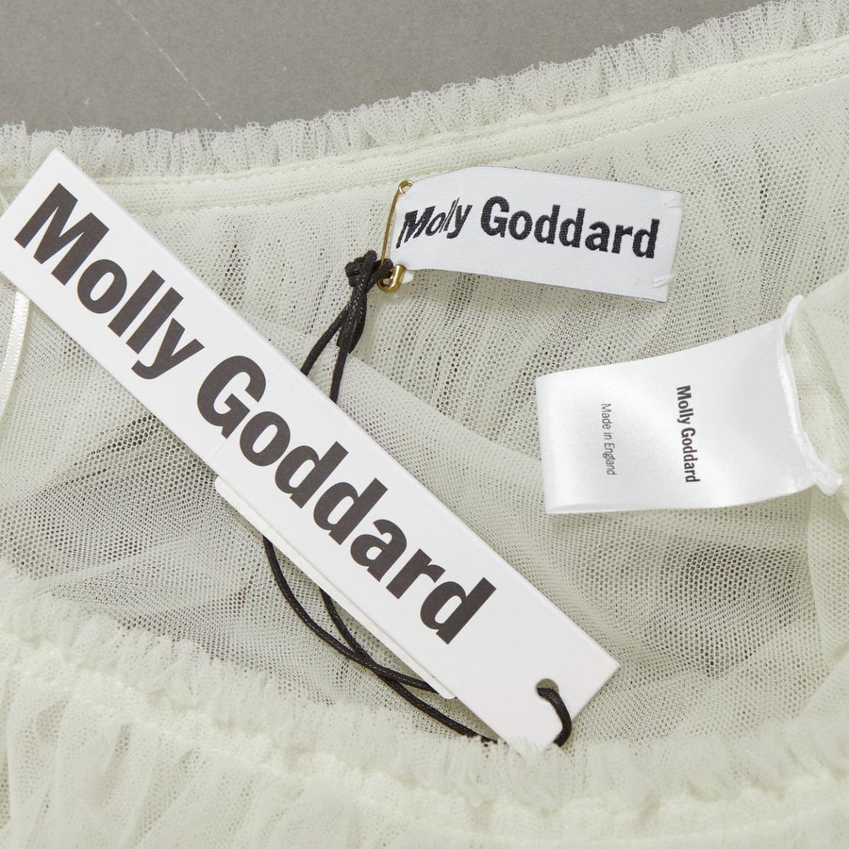 MOLLY GODDARD - Top à épaules transparentes en tulle crème UK6 XS en vente 4