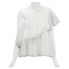 MOLLY GODDARD cream tulle tiered one shoulder sheer top UK6 XS
