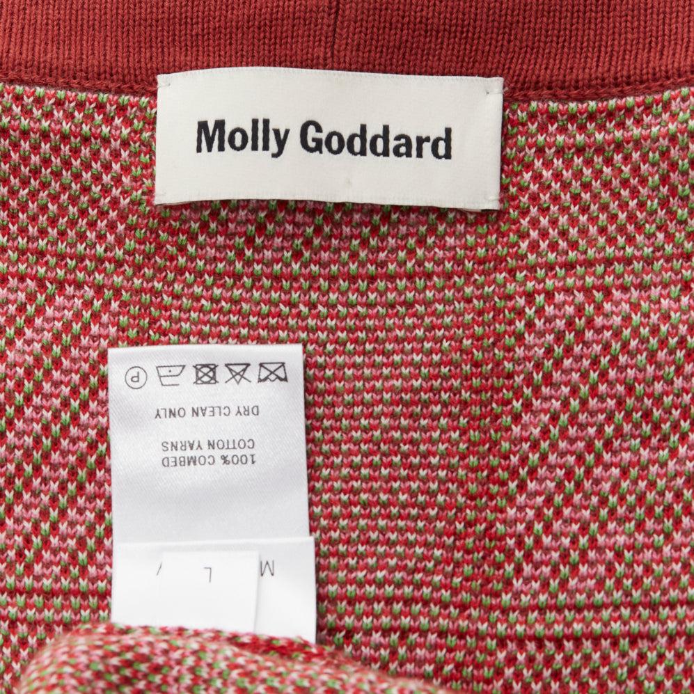 MOLLY GODDARD Emma green pink combed cotton checked intarsia cardigan L For Sale 4