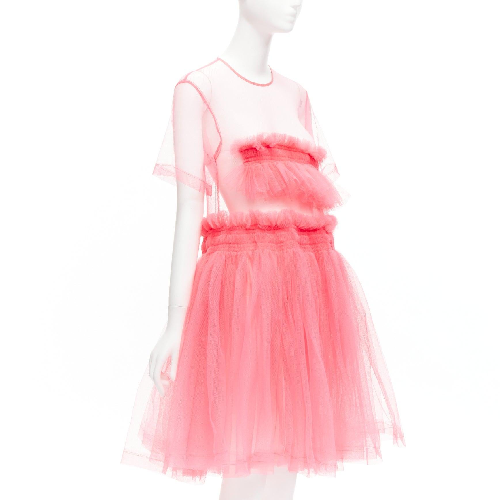 MOLLY GODDARD hot sheer layered tulle illusion bodice ruffle babydoll dress S In Excellent Condition In Hong Kong, NT
