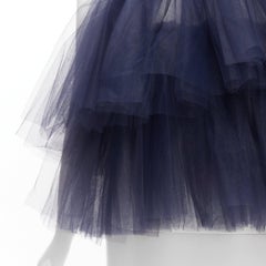 MOLLY GODDARD navy blue black layered cascade tulle one shoulder top