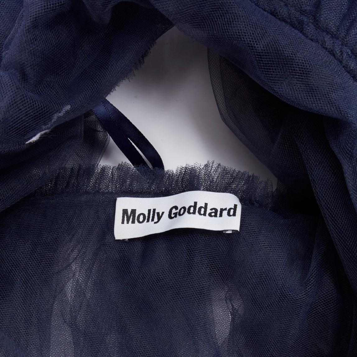 MOLLY GODDARD - Top à une épaule en tulle cascade bleu marine et noir en vente 3