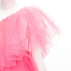 MOLLY GODDARD navy blue black layered cascade tulle one shoulder top Sz3 L