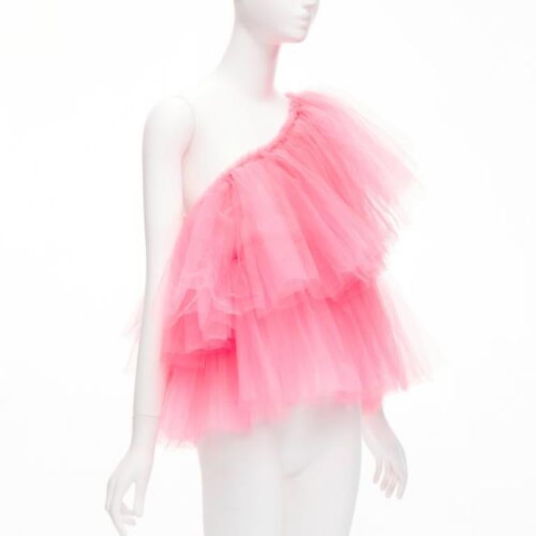 MOLLY GODDARD navy blau schwarz geschichtet Kaskade Tüll eine Schulter Top Sz3 L (Pink) im Angebot