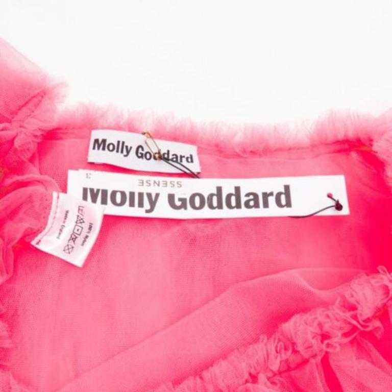 MOLLY GODDARD navy blau schwarz geschichtet Kaskade Tüll eine Schulter Top Sz3 L im Angebot 3