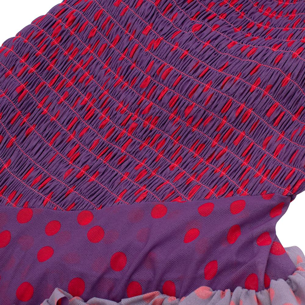 Molly Goddard Runway Lilac Polka Dot Ruffled Midi Dress - Size US 6 For Sale 1