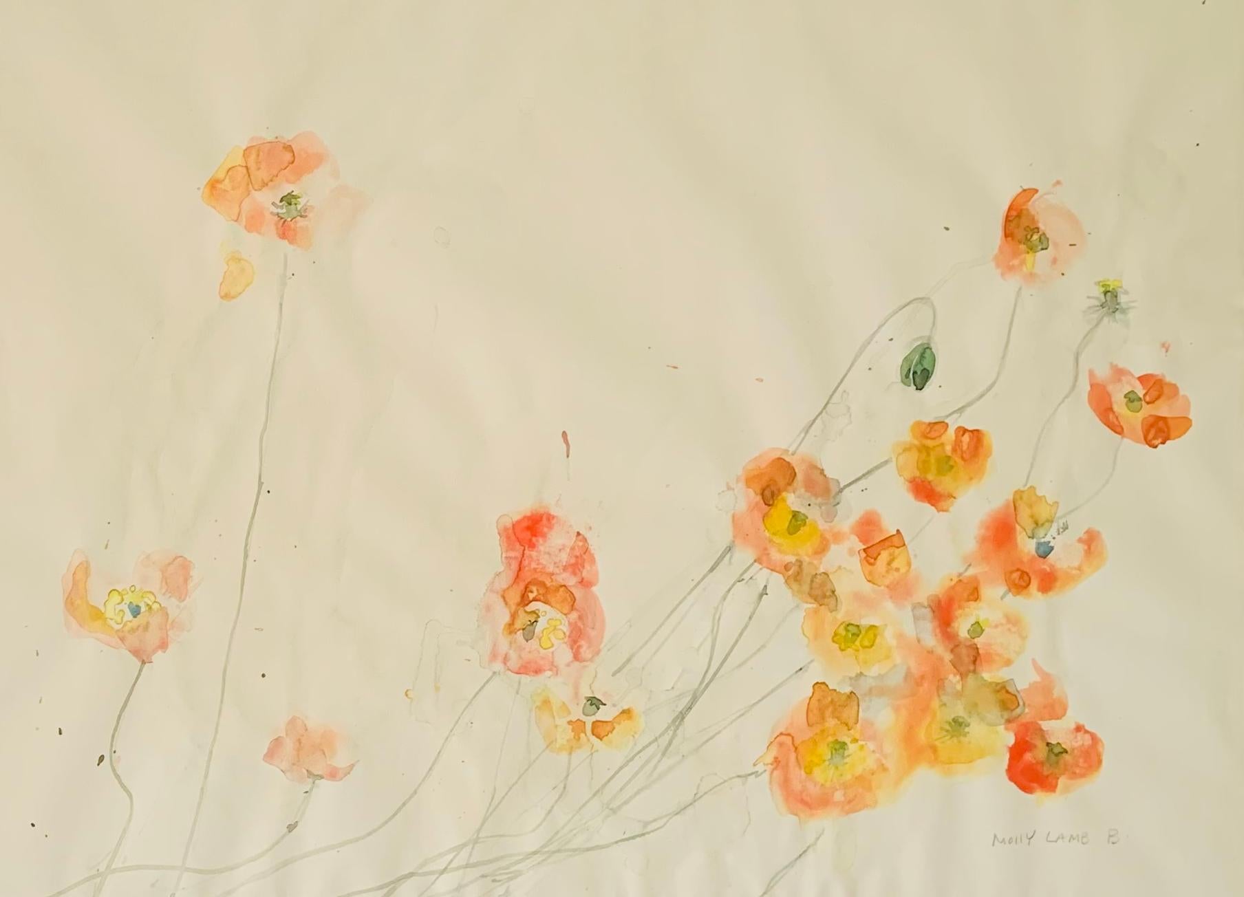 Molly Lamb Bobak Still-Life Painting - Poppies