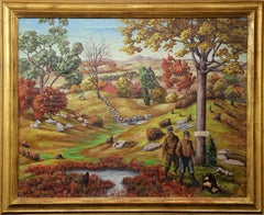 No Trespassing, Autumn Landscape and Hunters by Female American Realist Artist