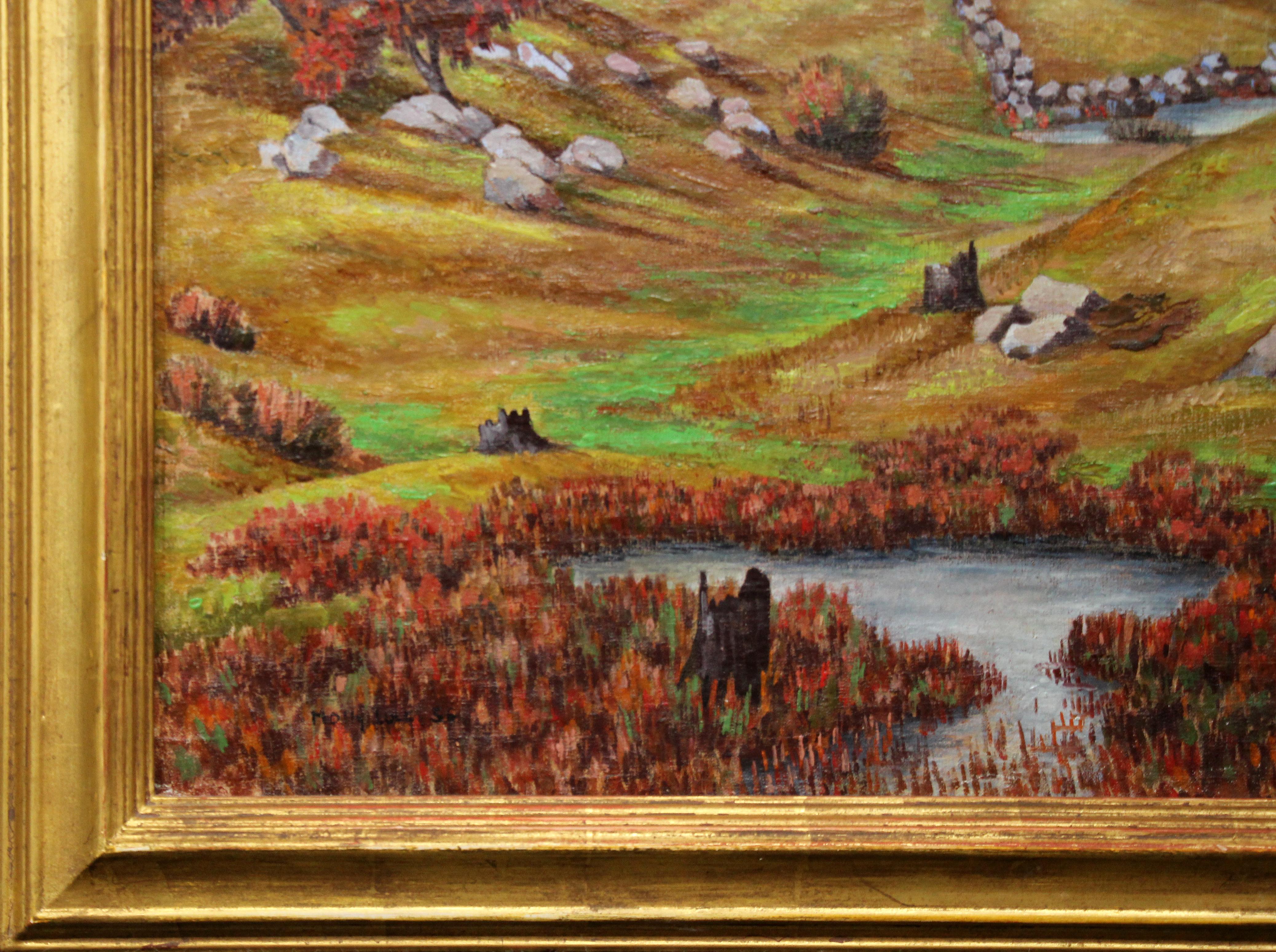 No Trespassing, Paesaggio autunnale e Cacciatori di un'artista realista femminile americana - Painting Realismo americano di Molly Luce