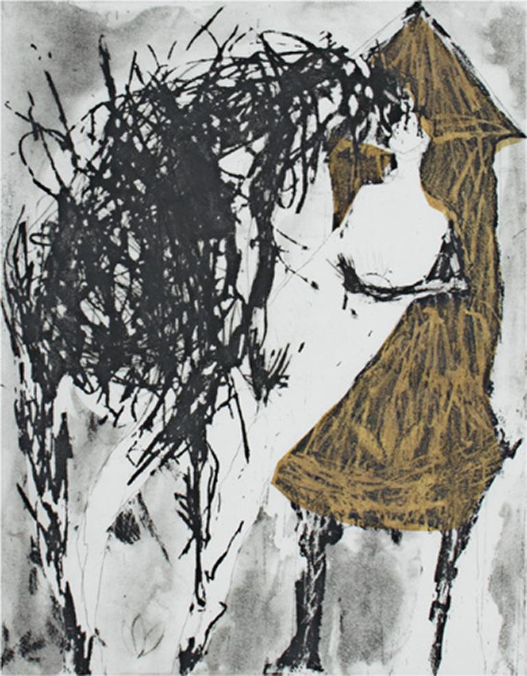 "Hinting (With Chine Colle), " Etching & Aquatint signed by Molly McKee