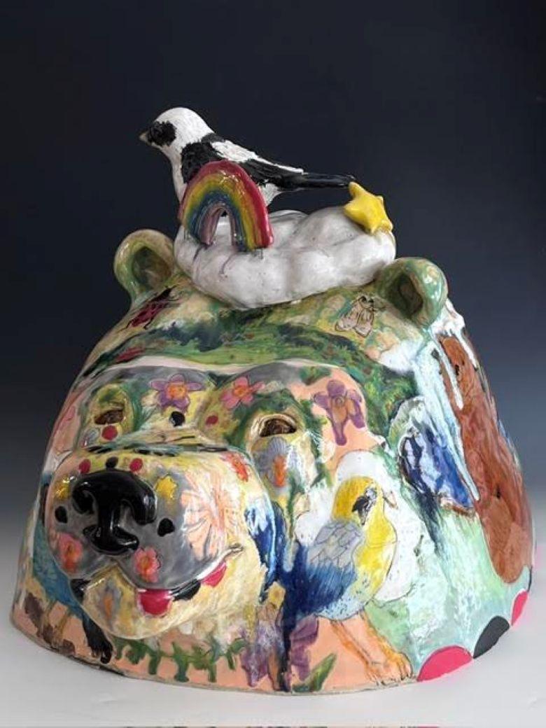 Molly Schulps Abstract Sculpture - Bear Bird Rules