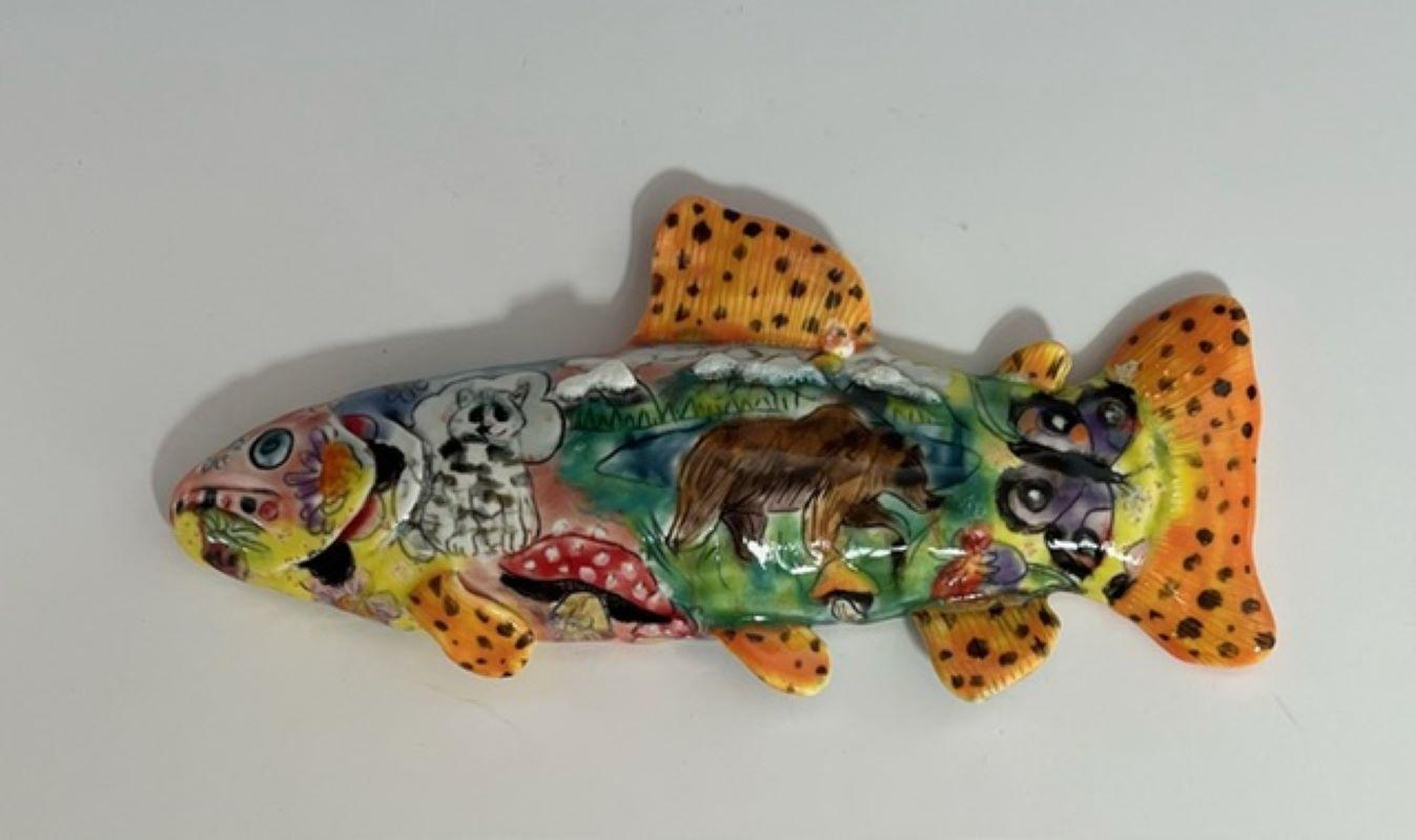 Molly Schulps Figurative Sculpture - Cat Fish (wall piece)