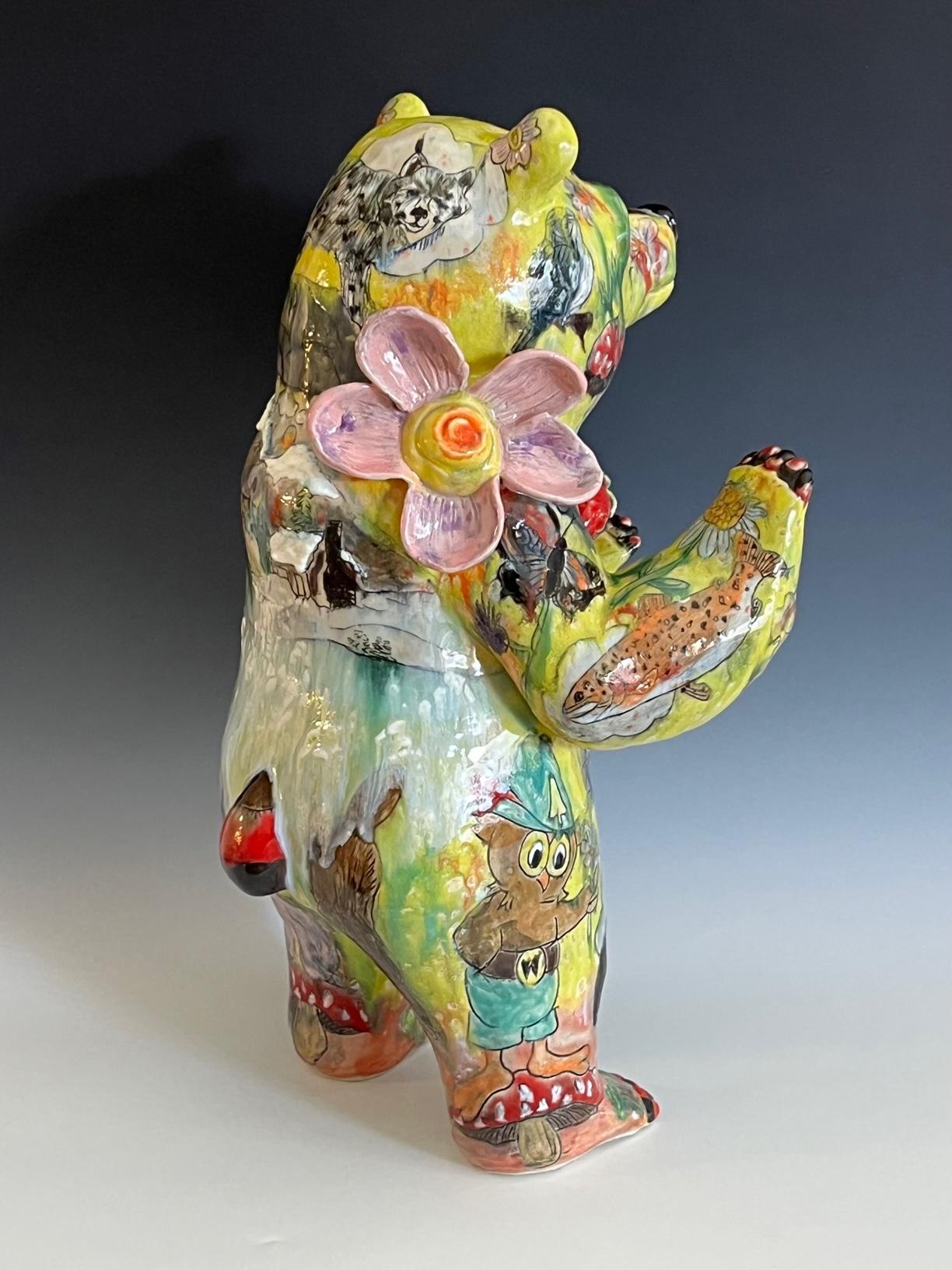 Yellow Bear - Contemporary Sculpture by Molly Schulps