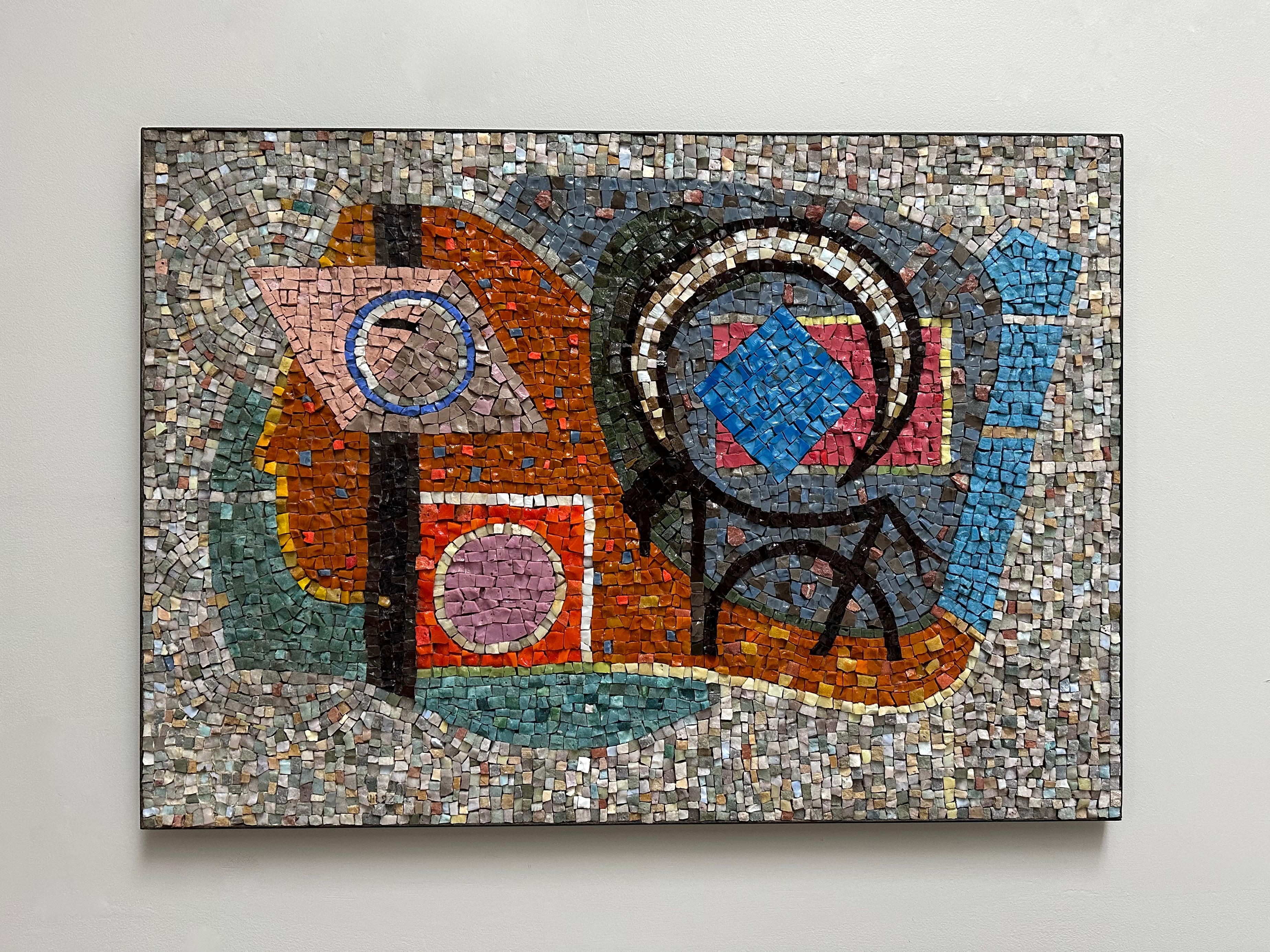 Mid-Century Modern Panneau de mosaïque en verre Molten, Maximilien Herzele, France 1965 en vente
