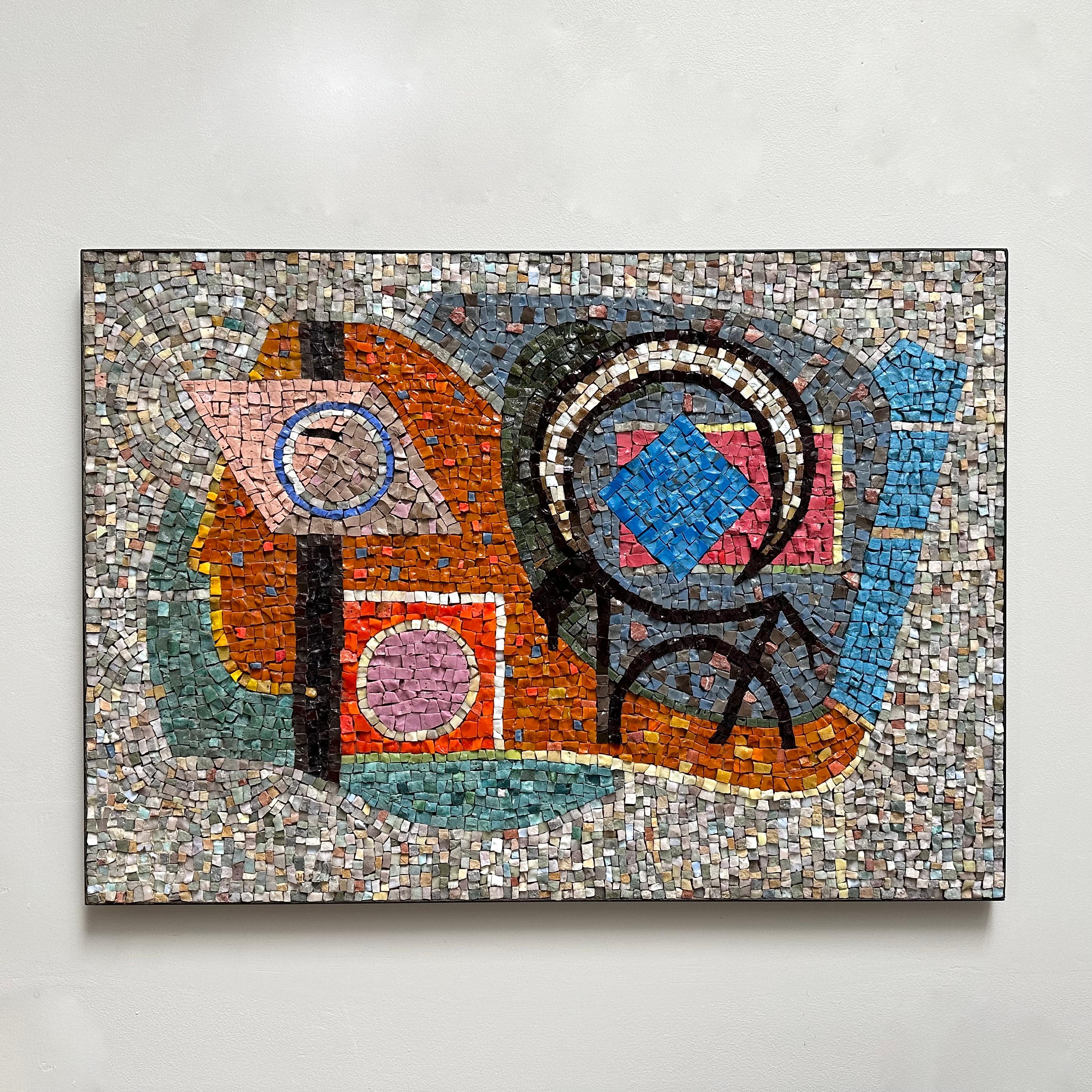Français Panneau de mosaïque en verre Molten, Maximilien Herzele, France 1965 en vente