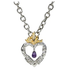Molten Heart Sterling Silver and Amethyst Necklace