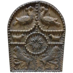 Antique Molten Iron Fireplace Plaque, Cast Iron, 19th Century