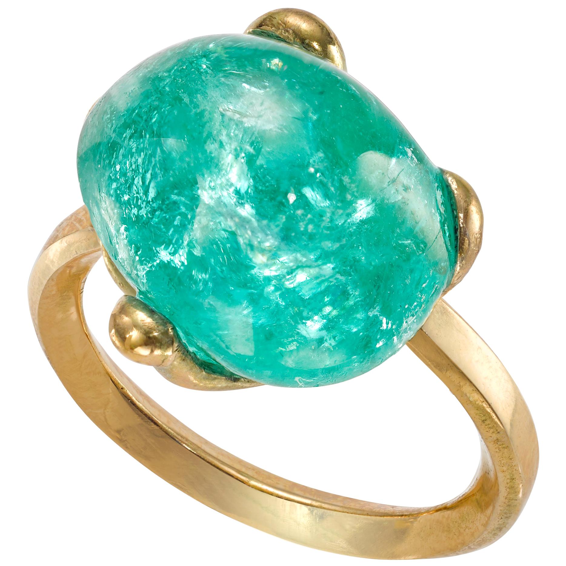 Molten Muzo Ring I 18 Carat Recycled Gold 11.05 Carat Emerald