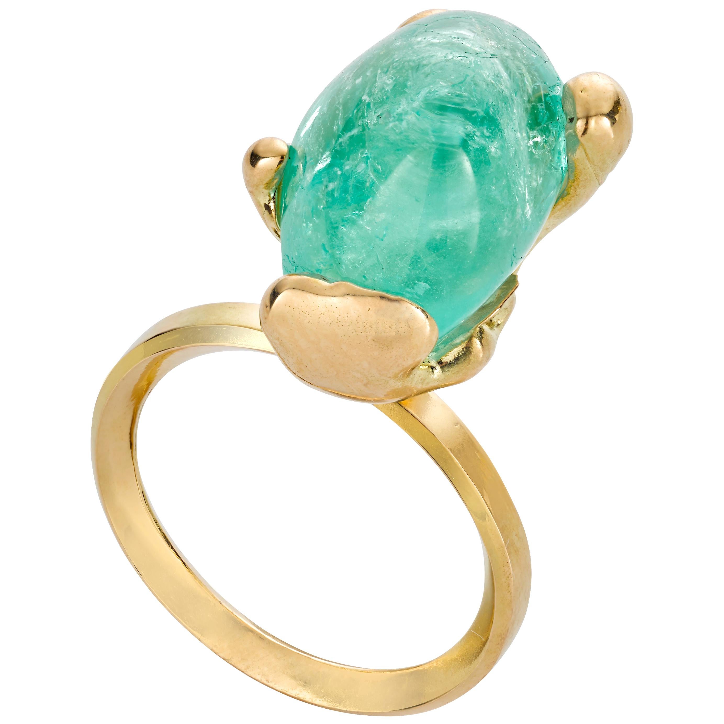 Molten MUZO Ring II 18 Carat Fairtrade Gold 12.44 Carat Emerald