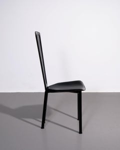Molteni and Consonni Set of Four Black Leather Dining Chairs 1980s