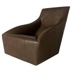 Molteni & C “Doda” Armchair - In Pale-Walnut Brown Leather