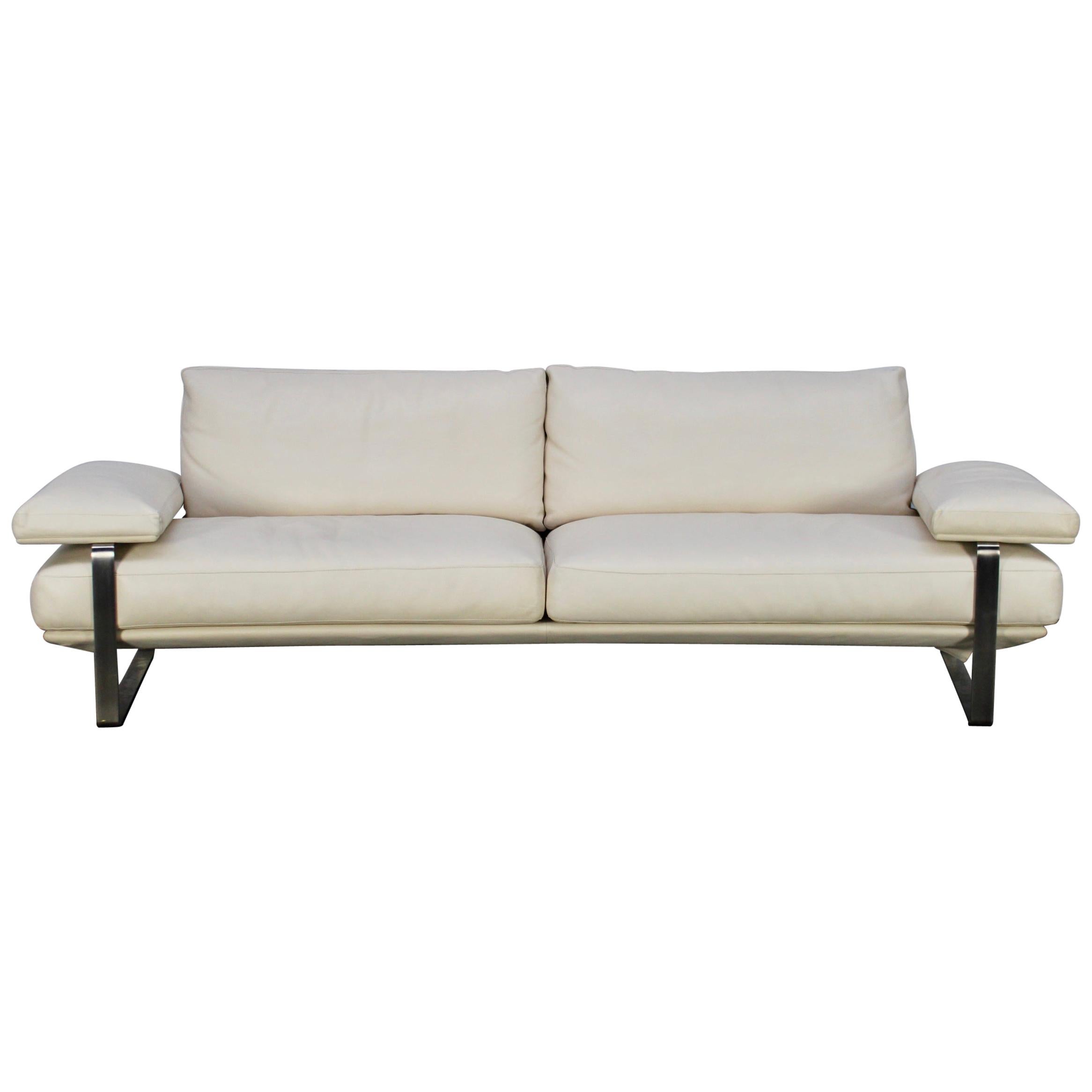 Molteni & C “Still SDC250” Curved Sofa in Ivory Leather