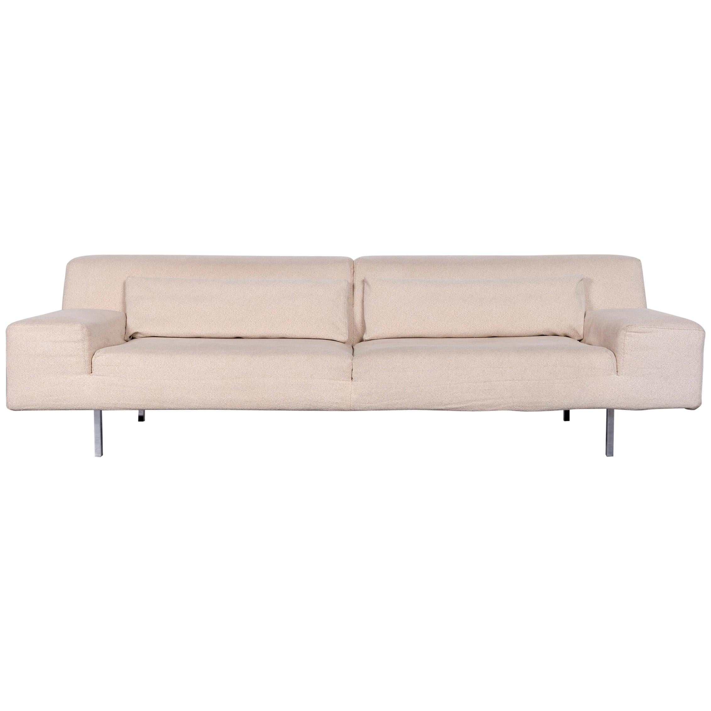 Molteni Designer Fabric Sofa Creme Three-Seat Couch  For Sale