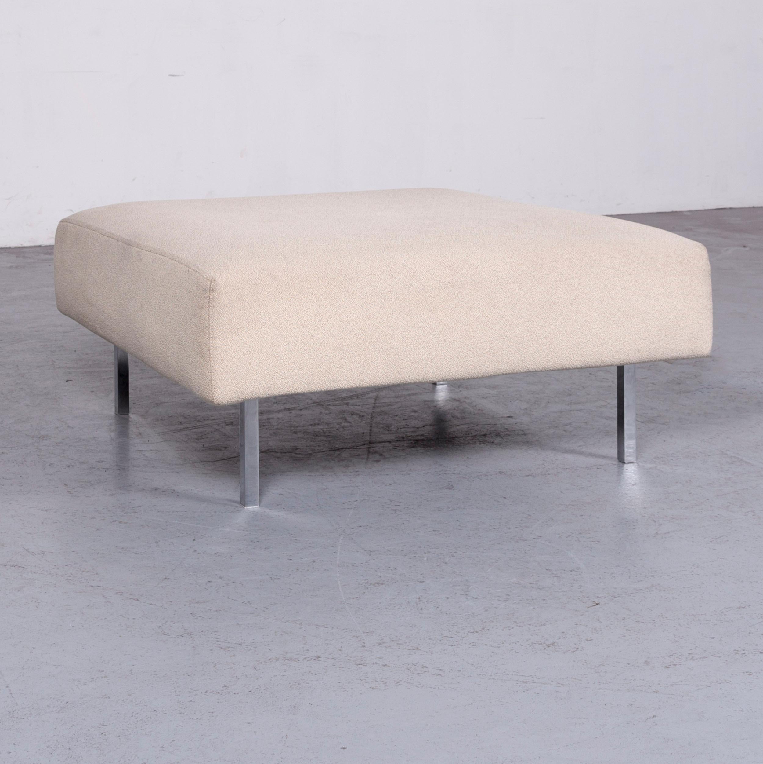 Molteni Designer Fabric Sofa Footstool Set Crème Three-Seat Couch For Sale 4