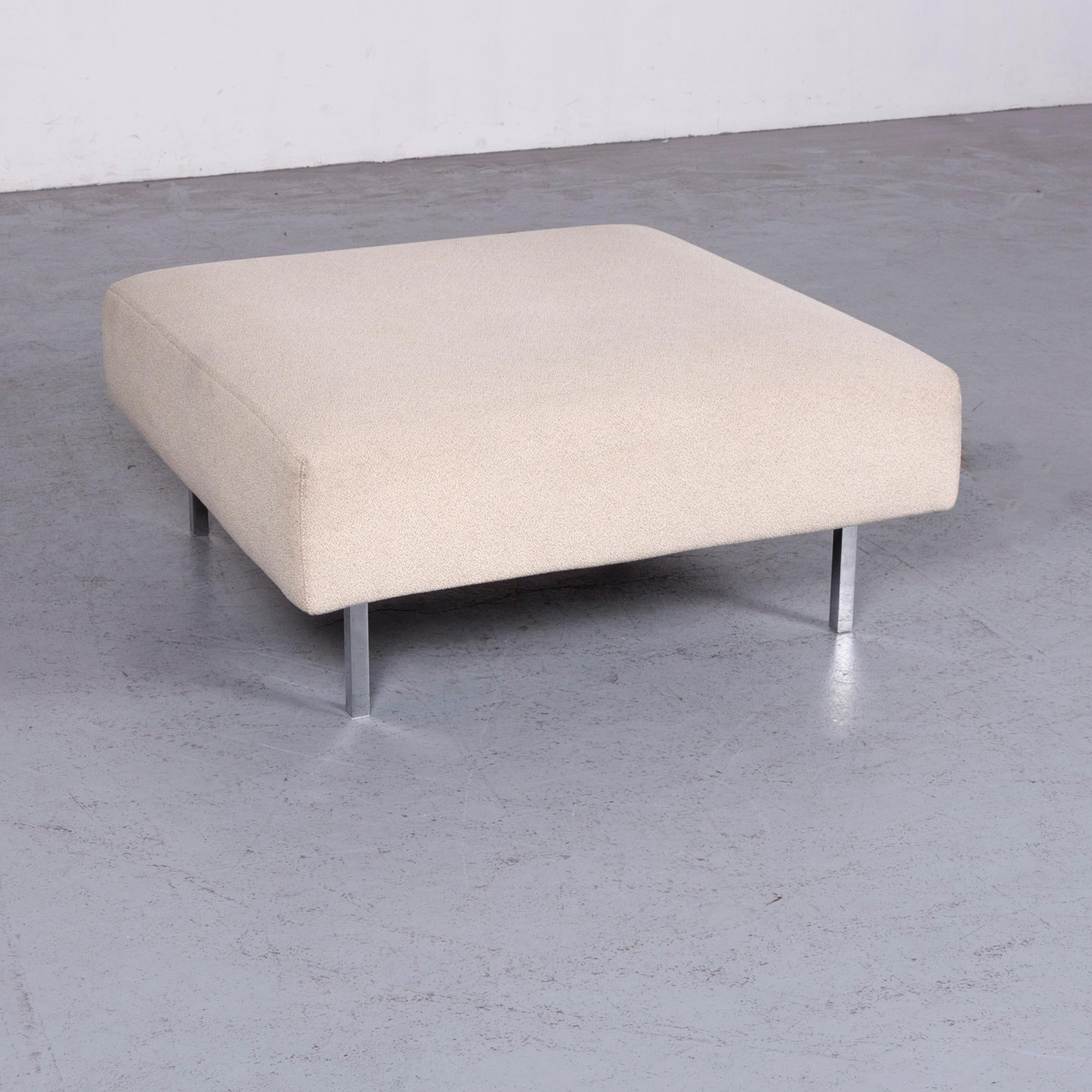 Molteni Designer Fabric Sofa Footstool Set Crème Three-Seat Couch For Sale 5