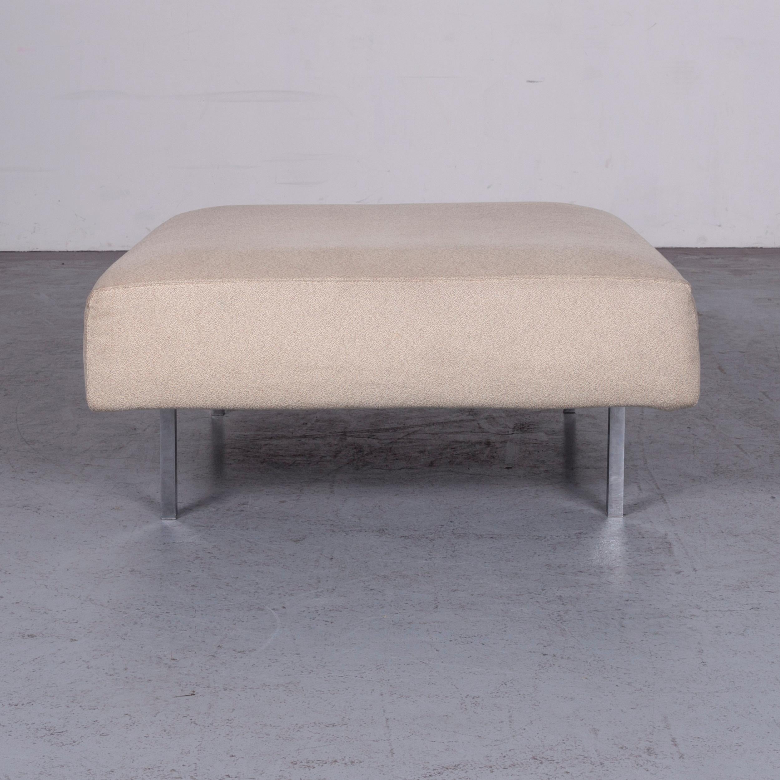 Molteni Designer Fabric Sofa Footstool Set Crème Three-Seat Couch For Sale 7